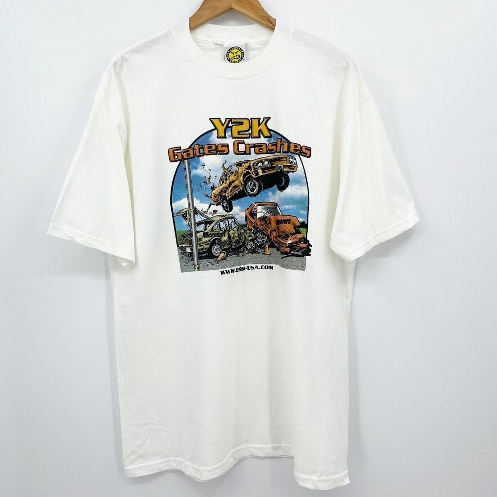 Vintage Y2K Balzout Gates Crashes DOS VS. MS Windows Humor Funny Shirt - Picture 2 of 5